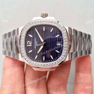 (PPF)Swiss Replica Patek Philippe 7118 Ladies Nautilus Watch Diamond bezel